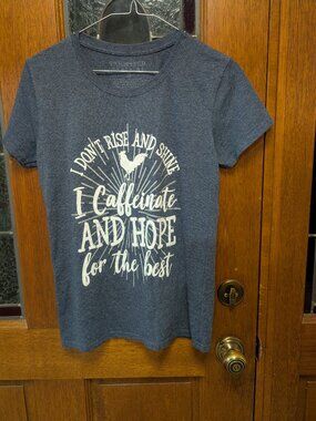 Womens blue graphic tee, size Small